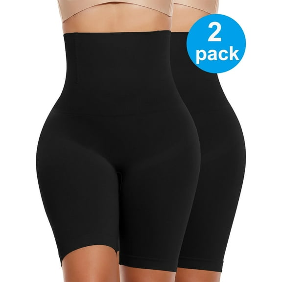 2 Packs Tummy Control Shapewear Shorts Faja Body Shaper for Women High-Waisted Thigh Slimming