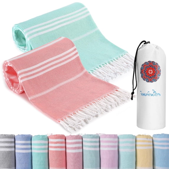 2 Packs Turkish Beach Towels Quick Dry Sand Free Soft Absorbent Adult Oversized Bath Pool Swim Towel Lightweight Thin Fast Drying Over The Lounge Chair Towel Sand Repellent Anti Vacation Essentials