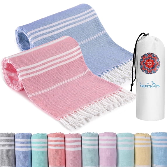 2 Packs Turkish Beach Towels Vacation Essentials Quick Dry Sand Free Soft Absorbent Extra Large Xl Big Blanket Adult Oversized Bath Pool Swim Towel Lightweight Thin Sandless Compact No Sand Packabl