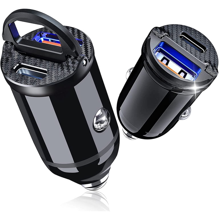 mini usb cigarette lighter adapter [2-Packs] USB C Car Charger, Smallest Cigarette Lighter USB Charger Adapter  30W PD & 30W QC3.0 4.8A Dual Port Fast Car Charger Adapter Flush Fit