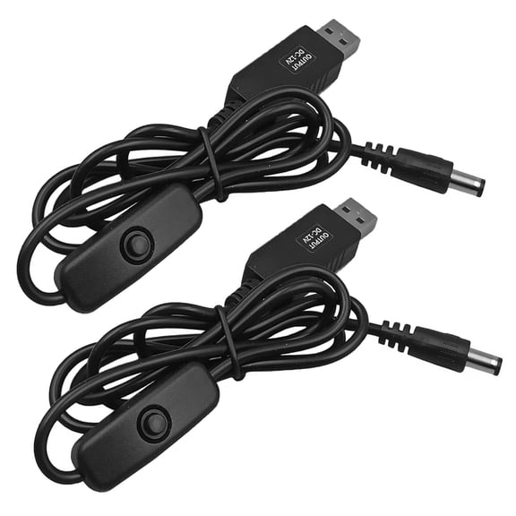2 Packs USB Charging Cable with Inline Switch for Backup Camera, DC 5V to 12V Voltage Step Up Converter Power Cord for Various Small Devices