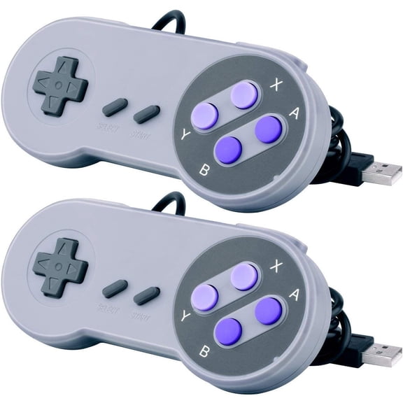 2 Packs USB Controller for Super NES SNES USB Famicom Controller Joypad Gamepad for Laptop Computer Windows PC/MAC/Raspberry Pi