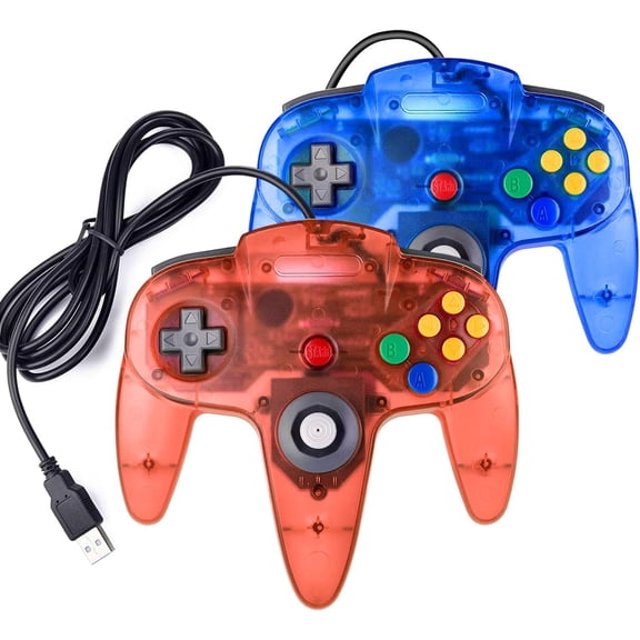 2 Packs USB Retro Controllers for N64 Gaming PC Classic N64 Game Pad Joypad for Windows PC MAC Raspberry Pi
