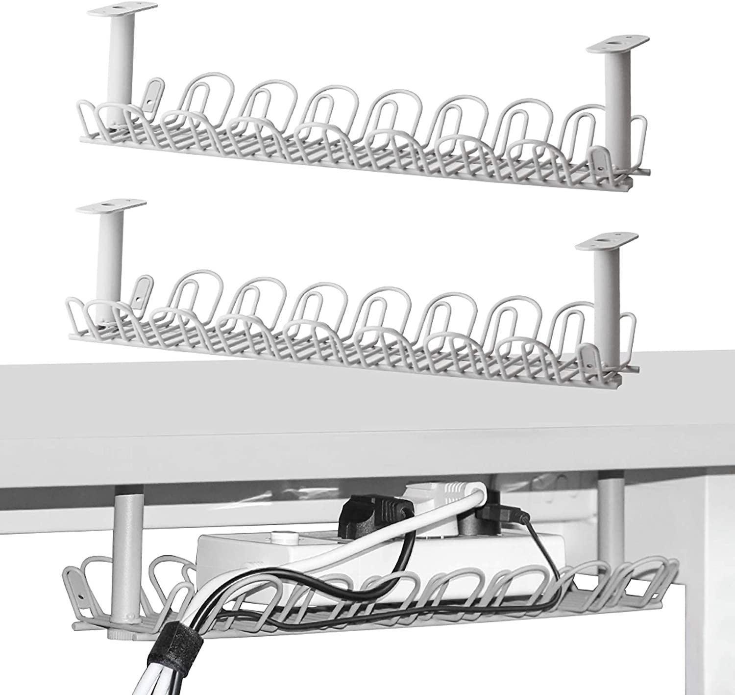 2 Packs Under Desk Cable Management Tray, 14 inches under Desk Cable