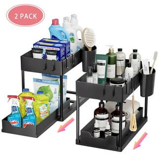  Sevenblue 2 Pack Under Sink Organizers and Storage, 2 Tier  Sliding Bathroom organizer,Multi-Use Under Kitchen Cabinet Storage Shelf  (Black 2Pack)