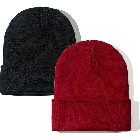 2 Packs Unisex Beanie Hats for Men and Women Knit Winter Beanies