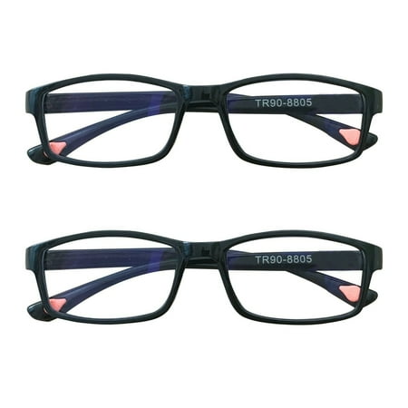 2 Packs Unisex Fashion Rectangular Reading Glasses Blue Light Blocking Readers for Men Women +1.00