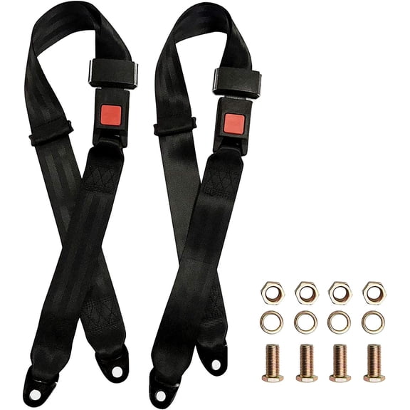 2 Packs Universal Lap Seat Belt 2 Point Adjustable Safety Harness Kit