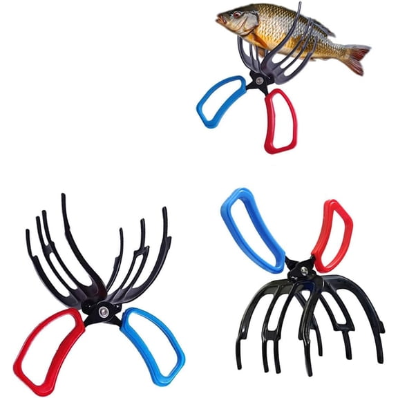 2 Packs Upgrade 3 Claw Metal Fish Gripper, Fishing Pliers Gripper Fish Grabber Tool Multifunctional Metal Fish Control Clamp Forceps Secure Grip on Diverse Freshwater Fish Grip Tackle Holder