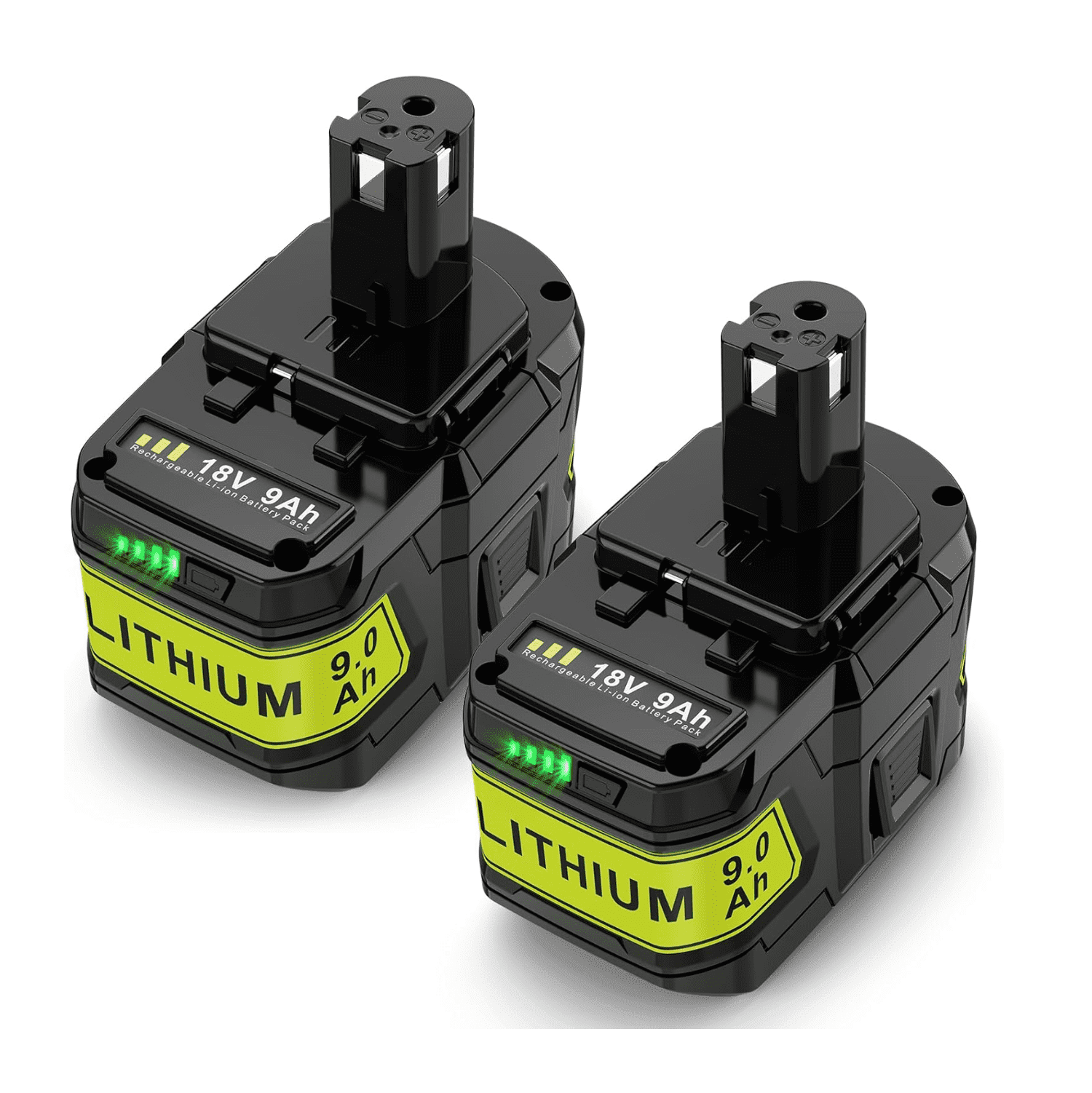 2 Packs Upgraded 9.0Ah P108 18Volt Replacement for Ryobi 18V Battery Lithium Ion P108 P102 P103 P104 P105 P107 P122 Cordless Tool Battery with LED Indicator