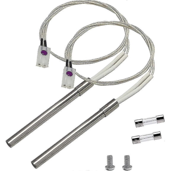 2 Packs Upgraded Pellet Grill Igniter Replacement for Pit Boss Camp Chef Smokers, Hot Rod Ignitor Parts Kit with 2pc Fuse, 200W 120V