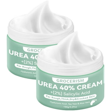2 Packs Urea Cream 40 Plus Salicylic Acid 5.30 oz || Foot Cream and Hand Cream, with Hyaluronic Acid, Tea Tree, and Aloe Vera, Callus Remover and Cracked Heel Repair Care