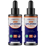 2 Packs - Vitamatic Melatonin 20mg Liquid Drops - 2 Fluid Ounce (59ml) - Natural Berry Flavor - for Adults - Non-GMO - Vegetarian Supplement