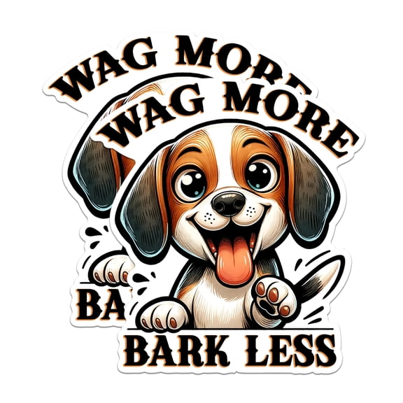 (2 Packs) Wag More Bark Less Magnets - Cute Beagle Dog Breed Magnets - 5 Inches On Longest Side - Premium Magnet - for Fridges, Toolboxes, Cars - Made in USA - MAG2411