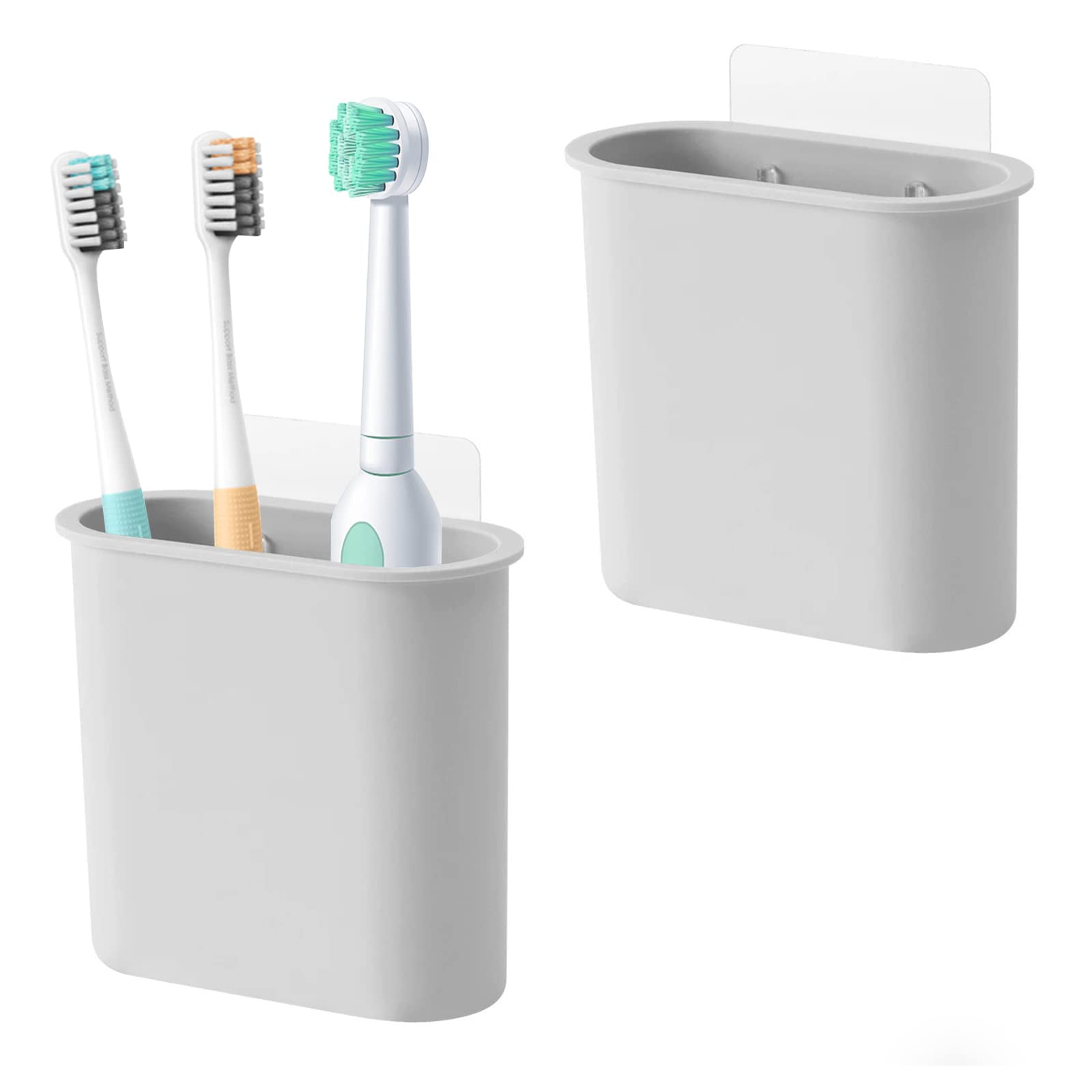 2 Packs Wall Mounted Toothbrush Holder Adhesive for Bathroom, Toothbrush Holder for Electric Toothbrush, Toothpaste