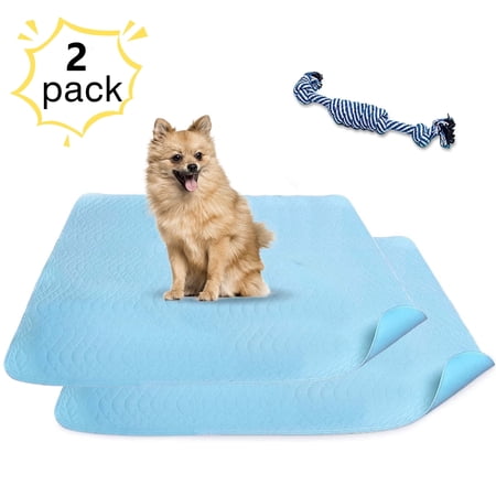 2 Packs Washable Pee Pads for Dogs, Super Absorbent Pet Puppy Training Mat, 36 x 31 Inches, with Dog Chewing Toy, Quick Drying, Machine Washable, Reusable