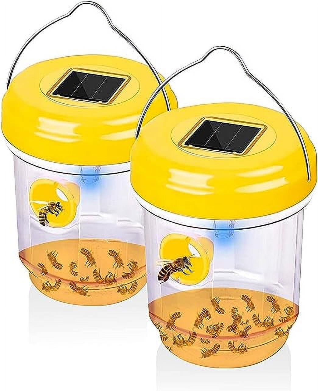2 Packs Wasp Trap Solar Powered Bee Trap Outdoor for Yellow Jackets