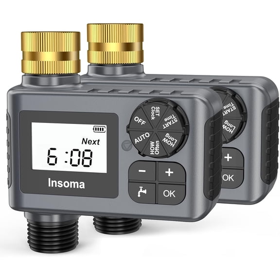 2-Packs Water Timer for Outdoor Garden Hose, Hose Timer with Rain Delay/Manual Mode, Automatic Drip Irrigation Controller System for Lawn Yard Garden Watering