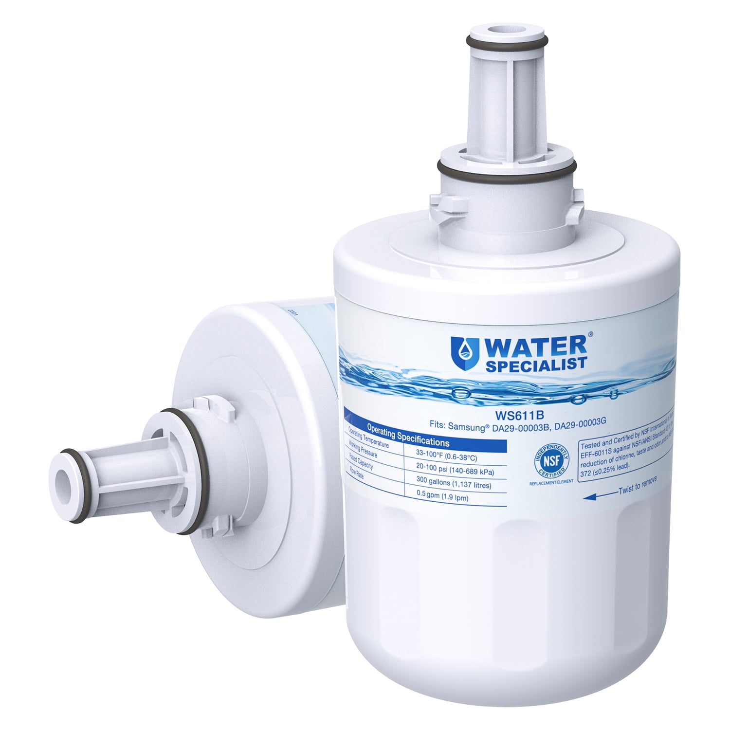 2 Packs Waterspecialist DA2900003G Refrigerator Water Filter
