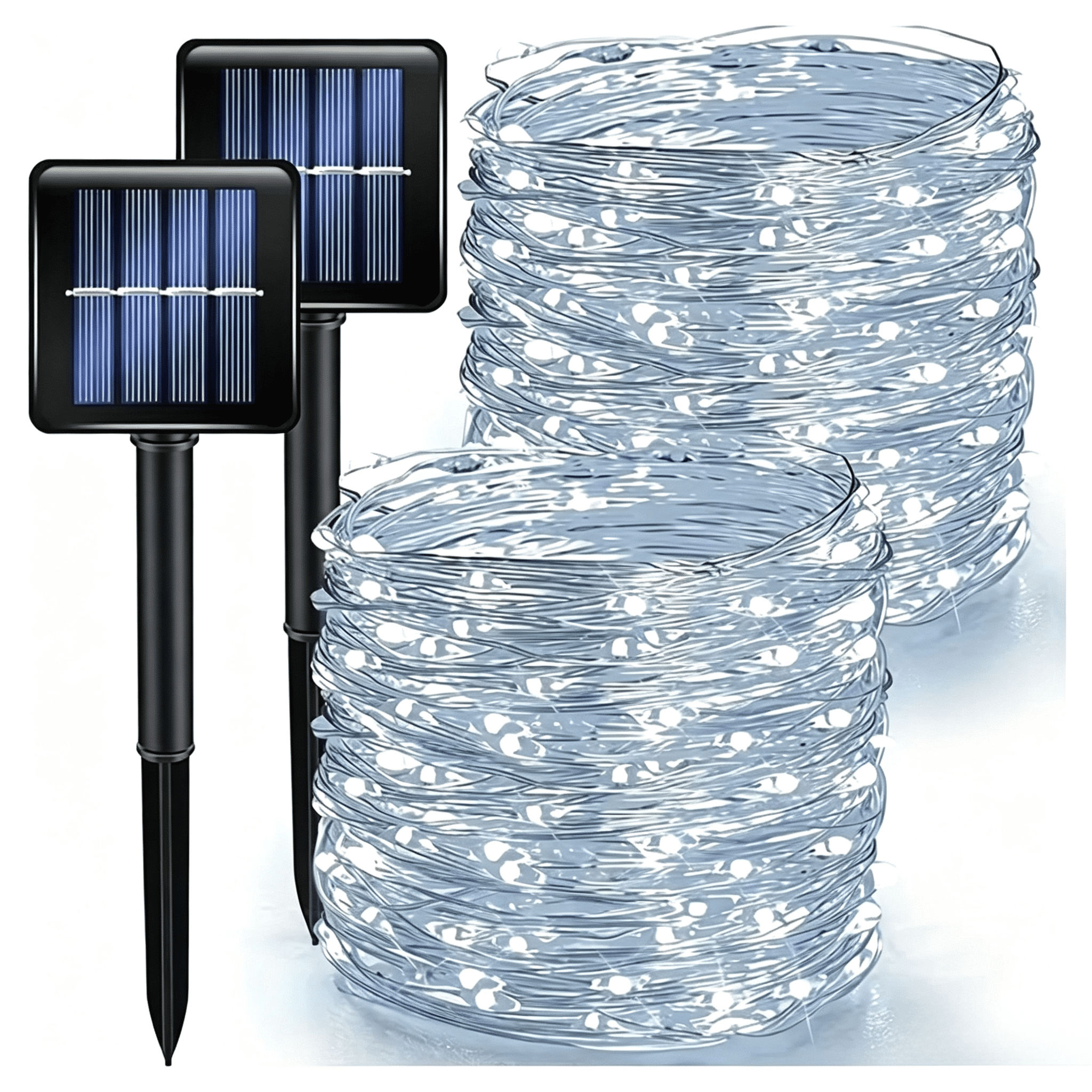 2 Packs White Solar Fairy Lights, Each Pack Contains 110 Led Solar String Lights, Ip65 Waterproof Copper Wire, 8 Modes Of Solar Fairy Lights, For Garden, Courtyard, Tree, Wedding, Christmas