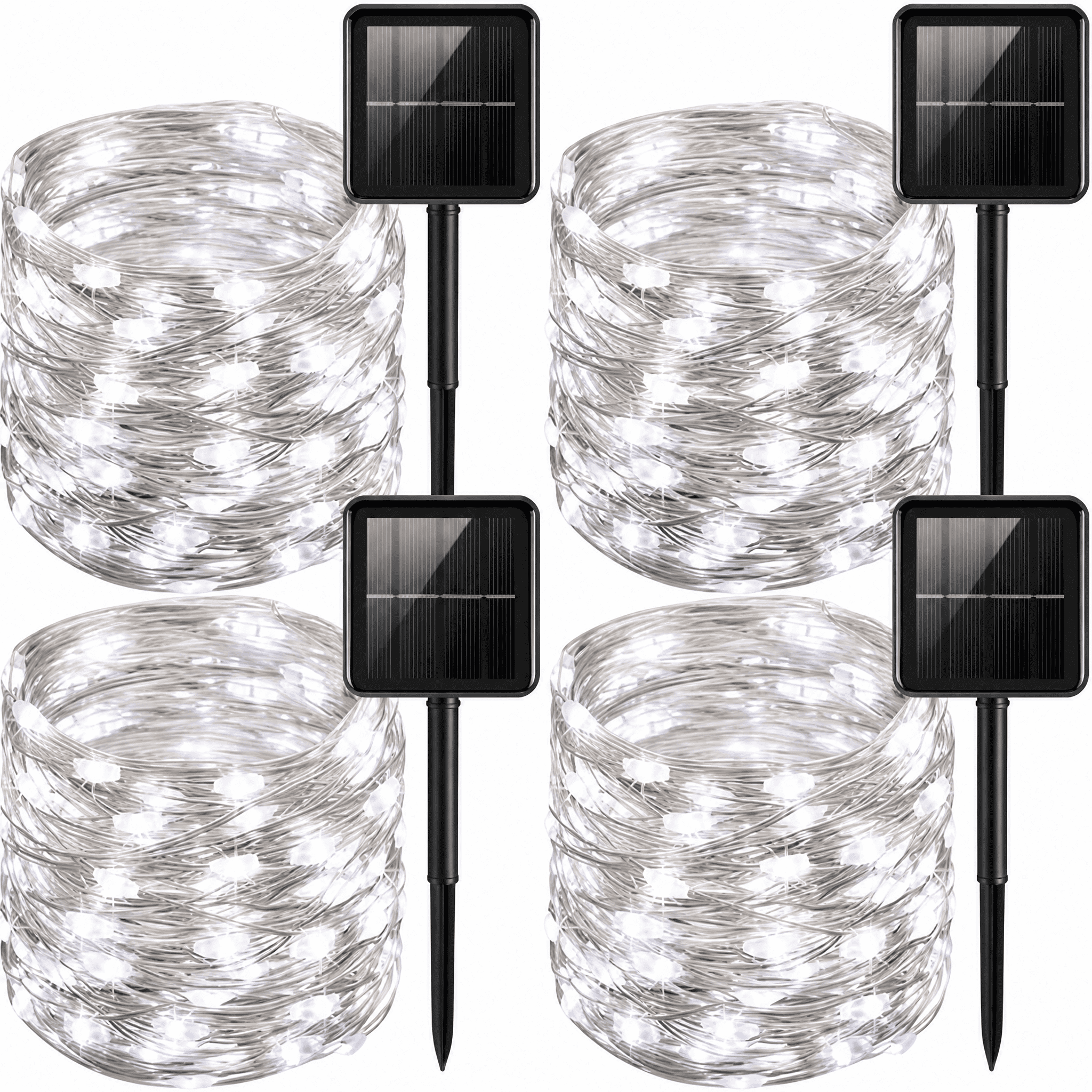 2 Packs White Solar Fairy Lights, Each Pack Contains 110 Led Solar String Lights, Ip65 Waterproof Copper Wire, 8 Modes Of Solar Fairy Lights, For Garden, Courtyard, Tree, Wedding, Christmas