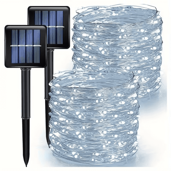 2 Packs White Solar Fairy Lights, Each Pack Contains 110 Led Solar ...