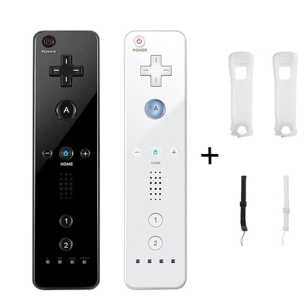 2 Pack Games Controller Remote Controller for Nintendo Wii(U) with Motion Plus with Silicone Case & Wrist Strap