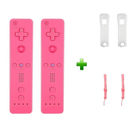 Wii Games Controller, 2 Pack Remote Controller for Nintendo Wii/Wii U with Motion Plus, Sport Console for Nintendo with Silicone Case & Wrist Strap