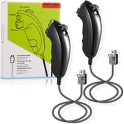 2-Packs Wii Nunchuk Controller Replacement and Joystick Gamepad For Home Video Games Wii Remote,Compatible for Wii and Wii U Console Gaming System,Black