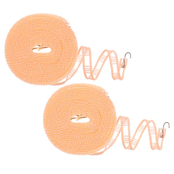 2 Packs Windproof Clothesline, 10M 33ft Plastic Non-Slip Clothes Drying Rope Portable Travel Clothesline, Beige
