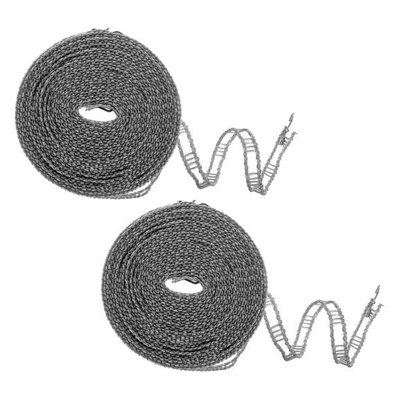 2 Packs Windproof Clothesline, 10M 33ft Plastic Non-Slip Clothes Drying Rope Portable Travel Clothesline, Grey