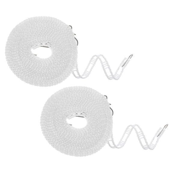 2 Packs Windproof Clothesline, 5M 16.4ft Plastic Non-Slip Clothes Drying Rope Portable Travel Clothesline, White