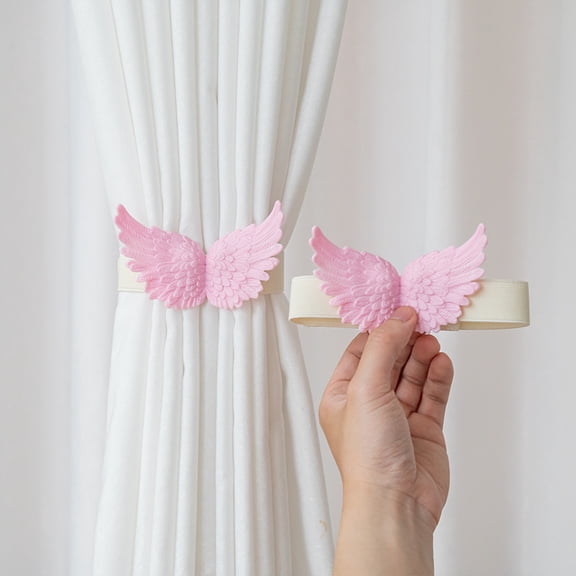 2 Packs Wing Curtain Binding Straps with Faux Green Plant Embellished Buckle Fixed Gauze Curtain Tie Straps with Collection Clip Rope for Sheer Curtains, Lace Panels, and Lightweight Drapes