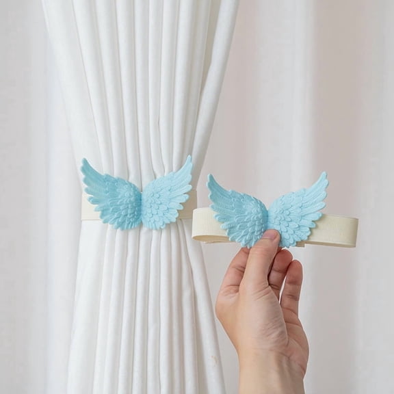 2 Packs Wing Curtain Binding Straps with Faux Green Plant Embellished Buckle Fixed Gauze Curtain Tie Straps with Collection Clip Rope for Sheer Curtains, Lace Panels, and Lightweight Drapes