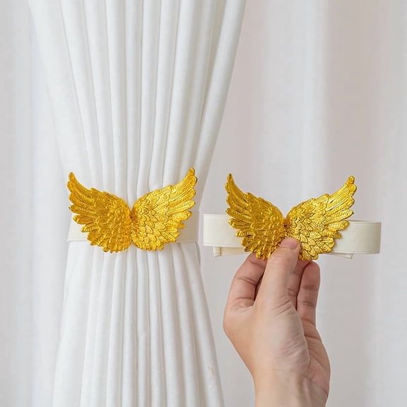 2 Packs Wing Curtain Binding Straps with Faux Green Plant Embellished Buckle Fixed Gauze Curtain Tie Straps with Collection Clip Rope for Sheer Curtains, Lace Panels, and Lightweight Drapes