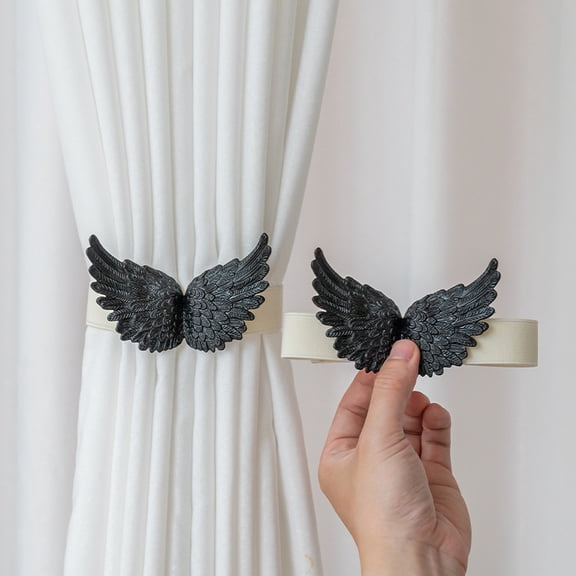 2 Packs Wing Curtain Binding Straps with Faux Green Plant Embellished Buckle Fixed Gauze Curtain Tie Straps with Collection Clip Rope for Sheer Curtains, Lace Panels, and Lightweight Drapes