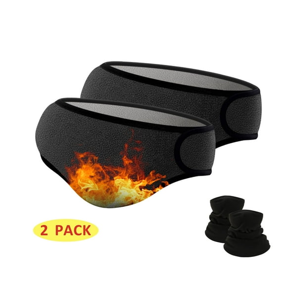 2 Packs Winter Ear Warmer Fleece Headbands Cold Weather Ear Cover for Men Women Black