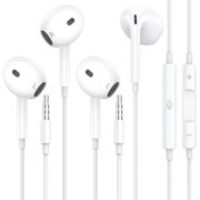 2 Packs Wired Headphones Earbuds with Microphone, in-Ear Earphones Volume Control Headphones with Mic Compatible with iPhone/iPad/Android/Laptop/Computer and Other 3.5mm Jack Devices