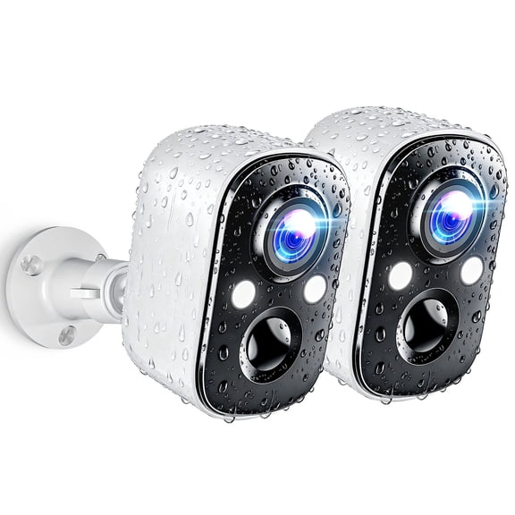 2 Packs Wireless Camera Outdoor, Battery Powered Security Camera with 2K Color Night Vision, Outside Cameras with AI Motion Detection, 2-Way Talk, IP66 Weatherproof, SD/Cloud Storage