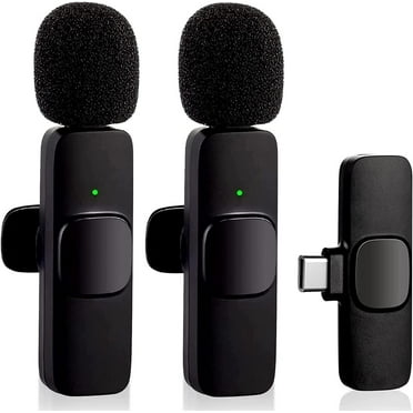 2 Packs Wireless Lavalier Microphone for Type-C Phone, for USB-C Android Phone Video Recording, Interview, Vlog, Auto Sync and Noise Reduction