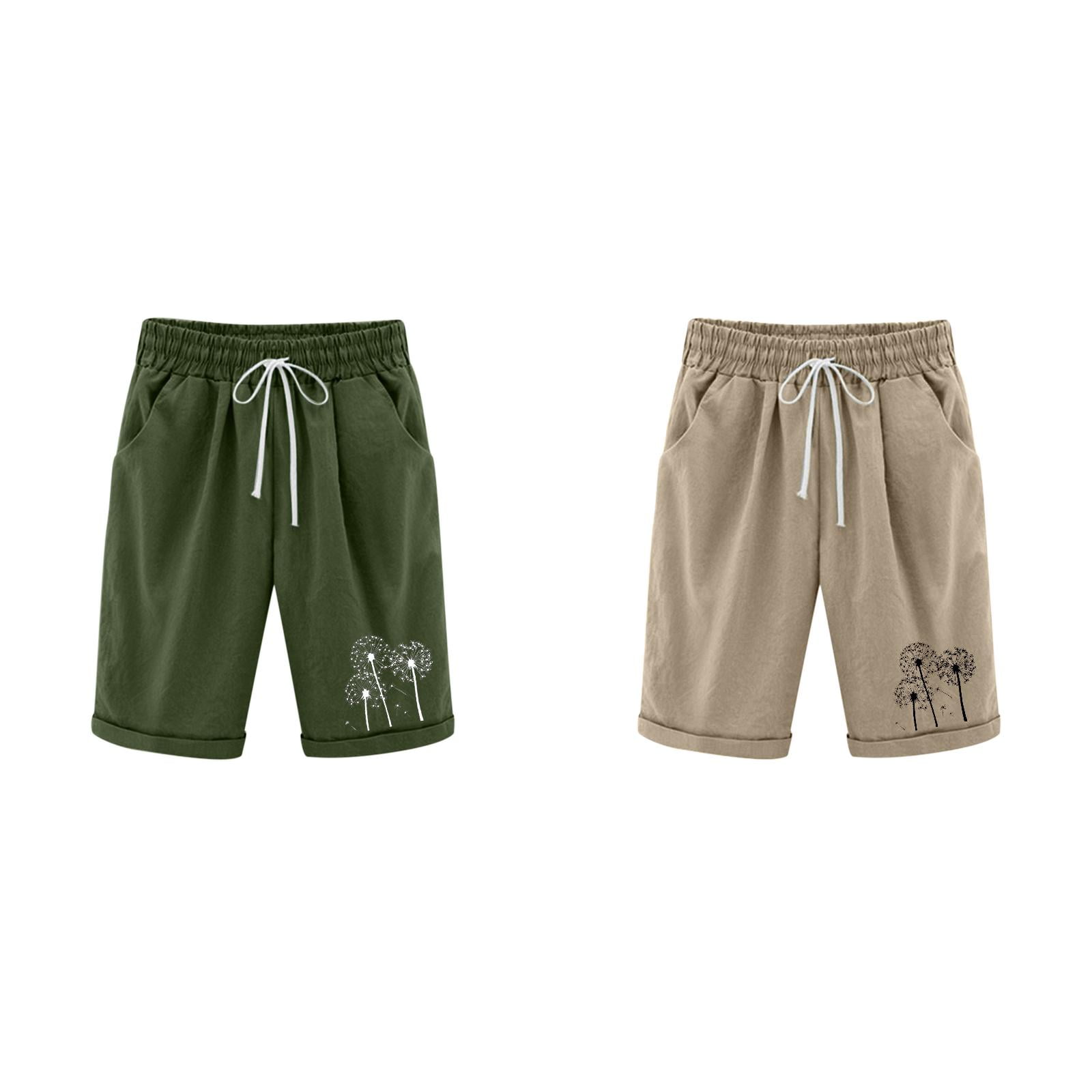 (2Packs)Women Summer High Waisted Womens Shorts for Summer Cotton