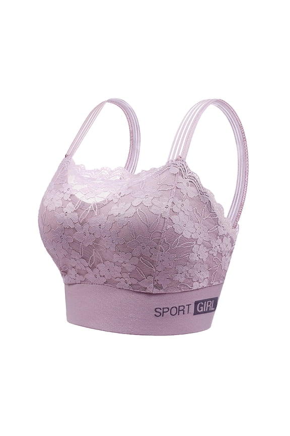 2 Packs Women's Bra Lace Back Wrap Large Pad Small Chest Light Backing Underwear