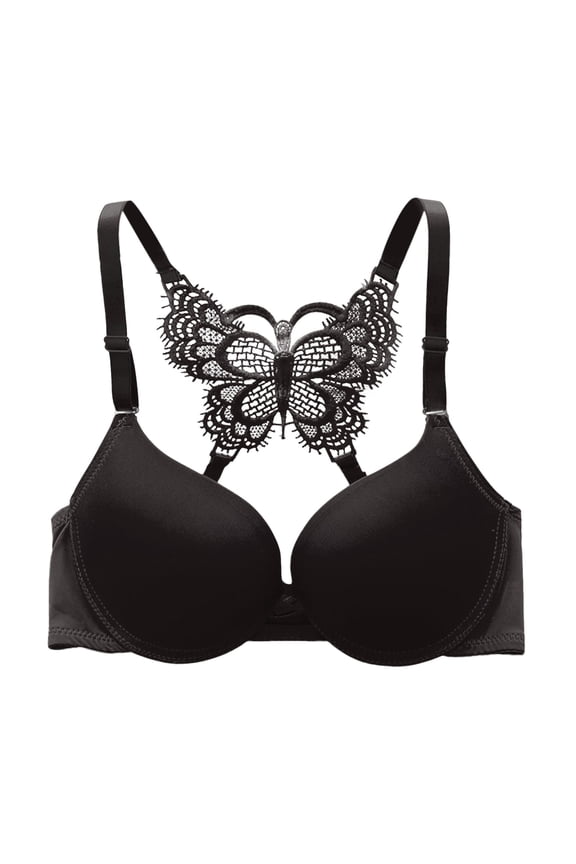 2 Packs Women's Bra Y Shape Back Ultra Gather Butterfly Lace Glossy Underclothes