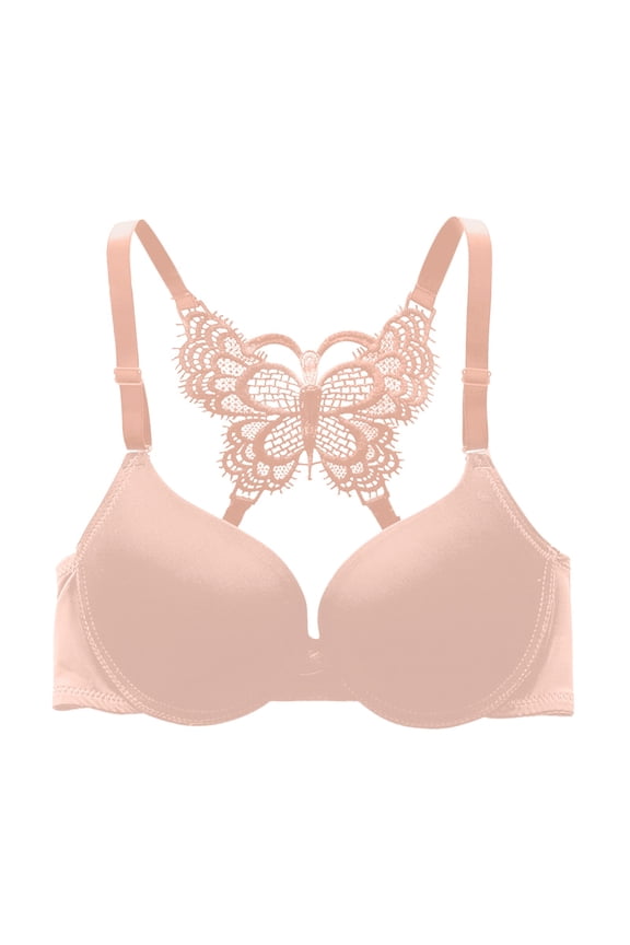2 Packs Women's Bra Y Shape Back Ultra Gather Butterfly Lace Glossy Underwear