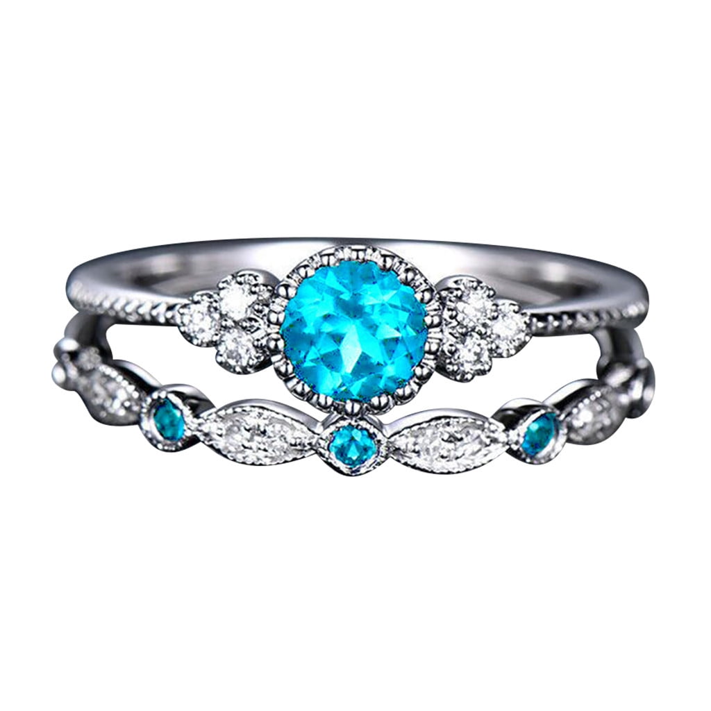 2 Packs Women's Fashion Diamond Ring Open Ring Couple Jewelry 2 Piece