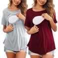thumbnail image 1 of 2 Packs Women’s Maternity Nursing Tops Short Sleeve Breastfeeding T Shirt Wine M, 1 of 7