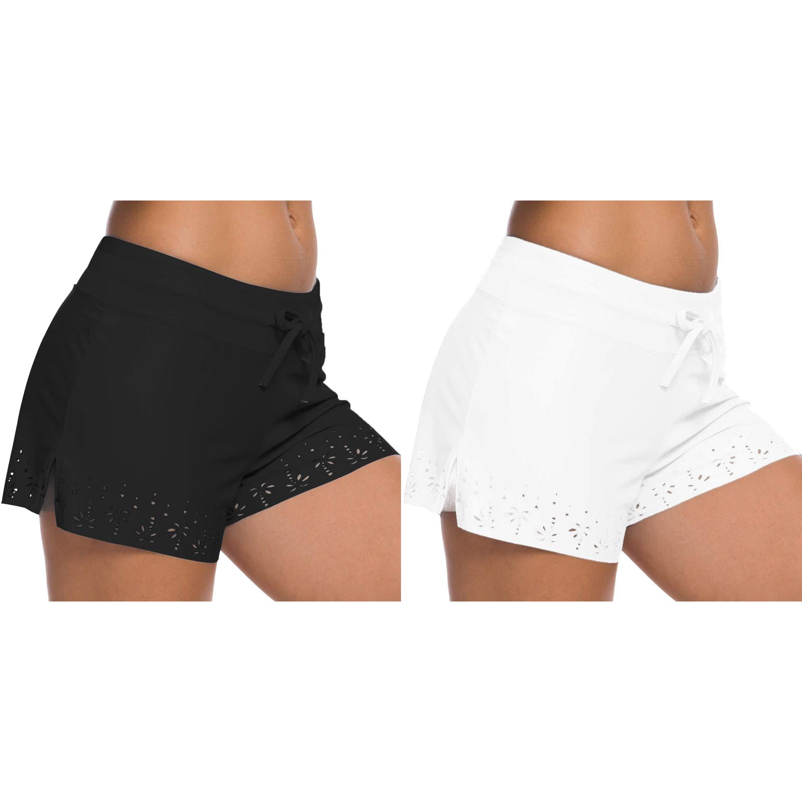 (2Packs)Women's Swim Shorts with Womens Swim Bottoms Pockets High