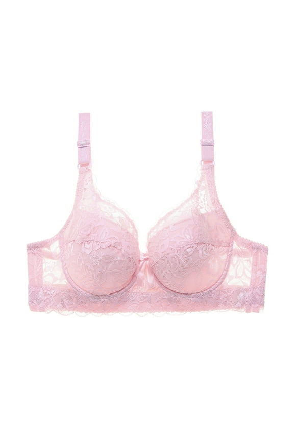 2 Packs Womens Bras Lace Gathered Adjustable Straps Breast Cup Underclothes
