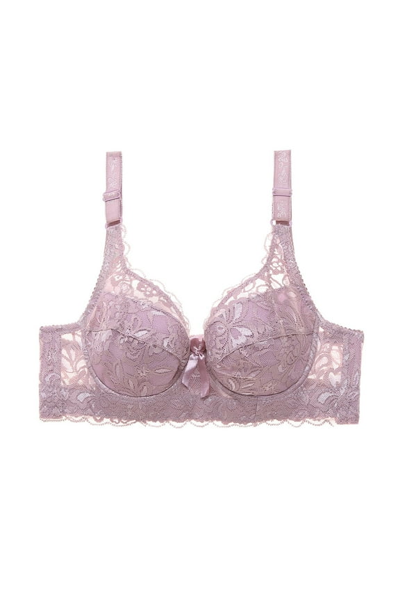 2 Packs Womens Bras Lace Gathered Straps Breast Cup Underwear