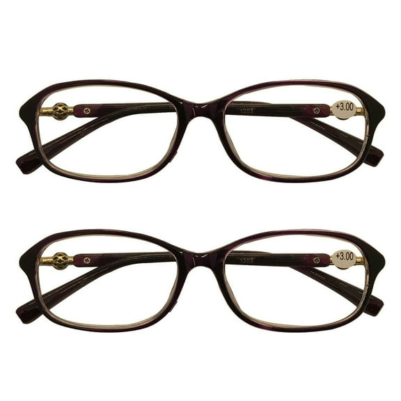 2 Packs Womens Oval Frame Reading Glasses Lightweight Classic Style Readers +1.00